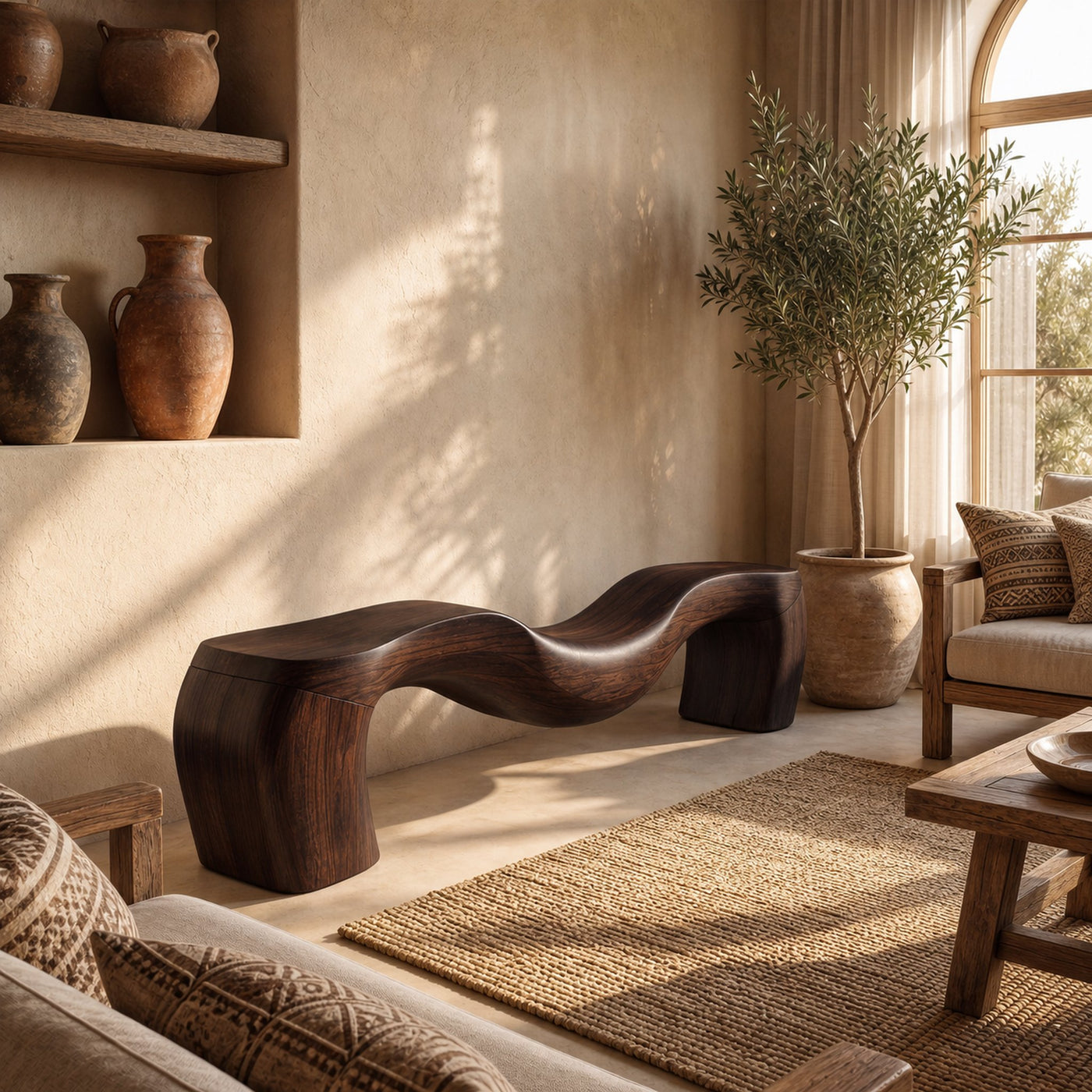 Sculptural Accent Bench For Living Room - product view 6