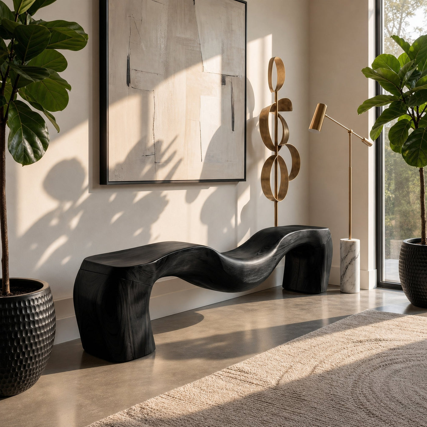 Sculptural Accent Bench For Living Room - product view 7