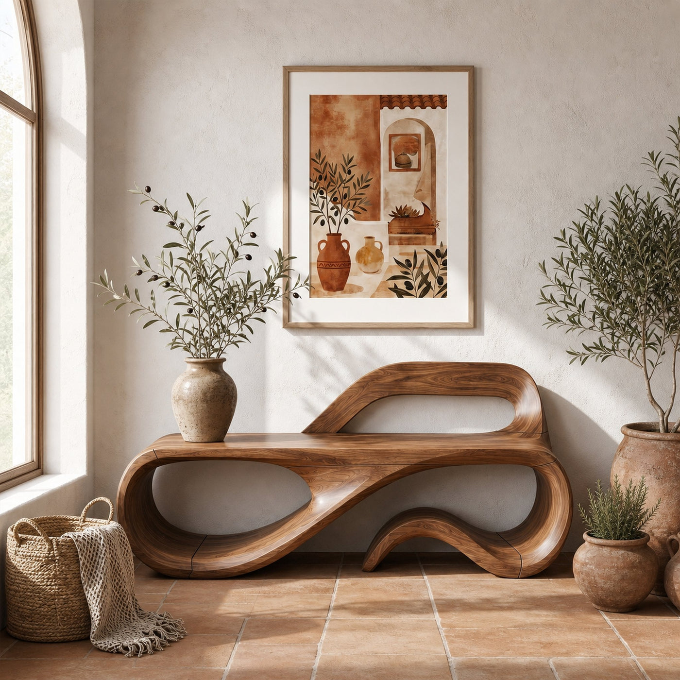 Sculptural Backrest Bench For Living Room - product view 7