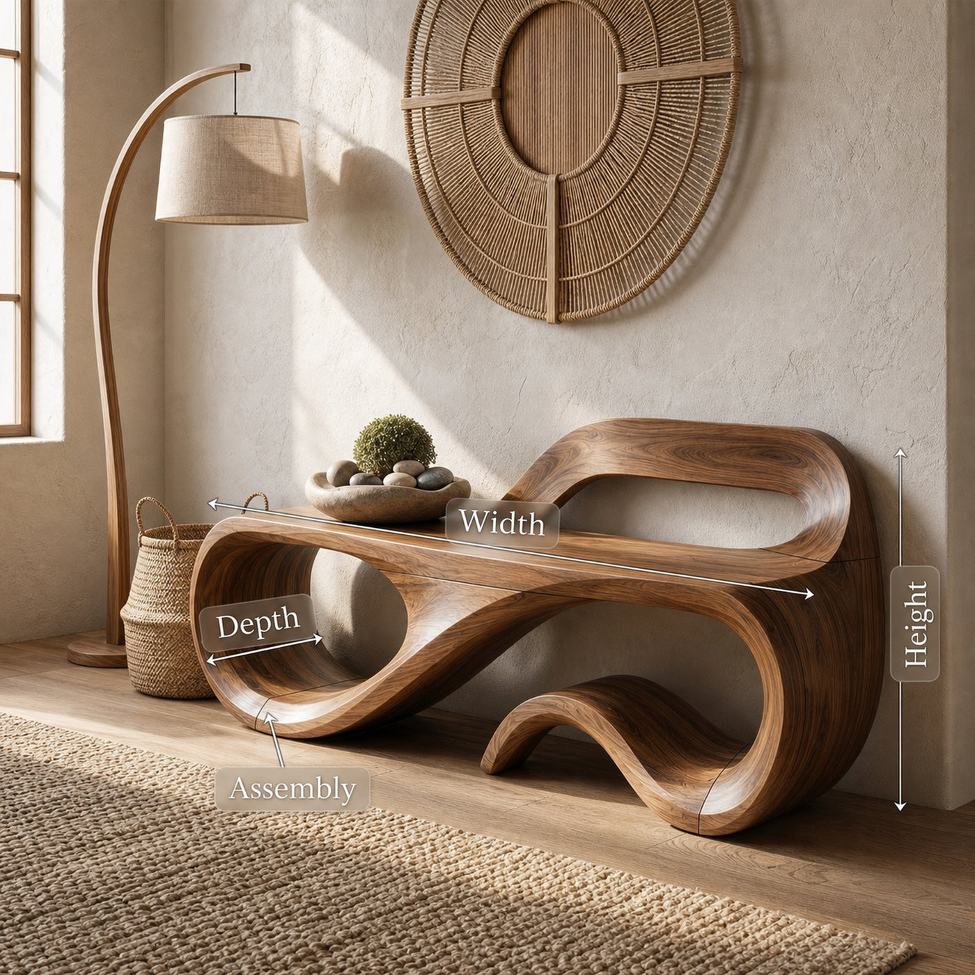 Sculptural Backrest Bench For Living Room - product view 8