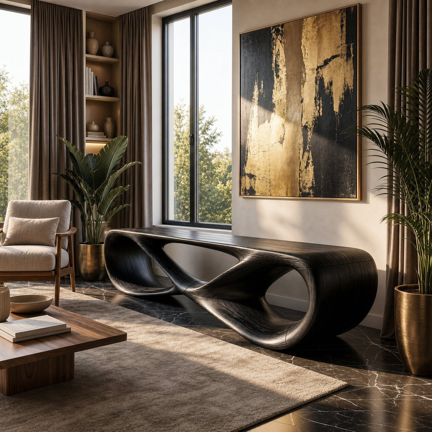 Sculptural Bench For Reading Corner - product view 7