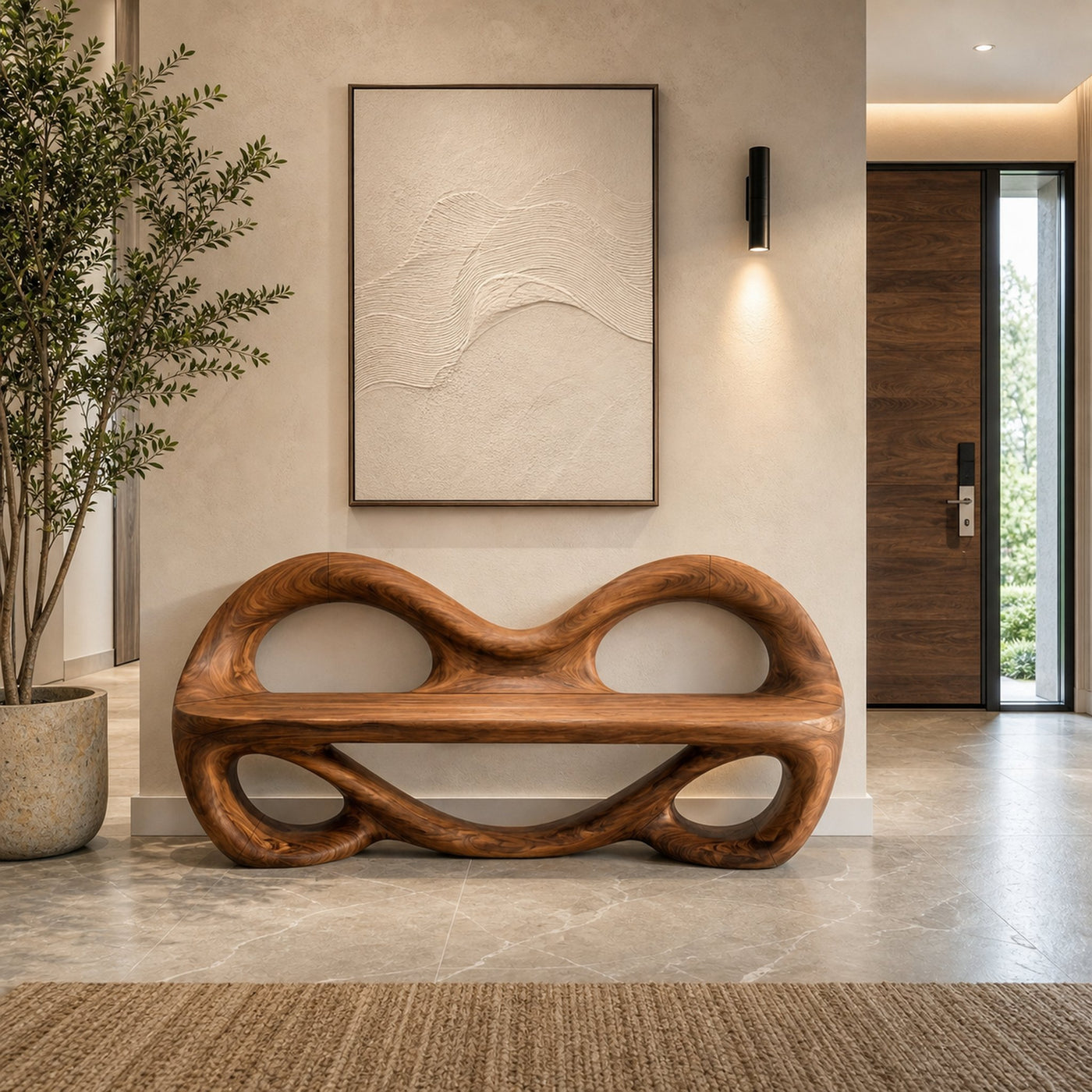 Sculptural Entrance Bench For Luxury Entryway Decor