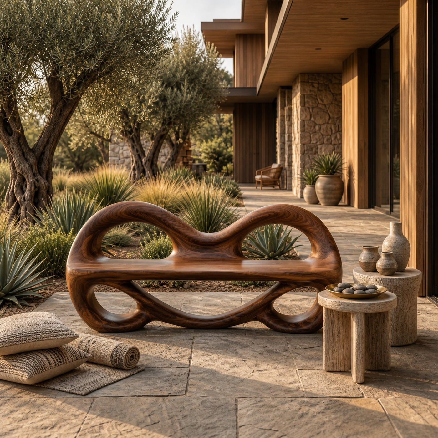 Sculptural Entrance Bench For Luxury Entryway Decor - product view 2