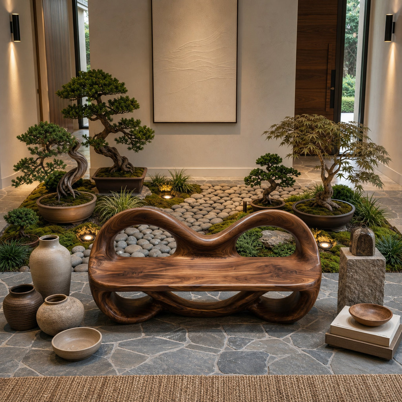 Sculptural Entrance Bench For Luxury Entryway Decor - product view 3