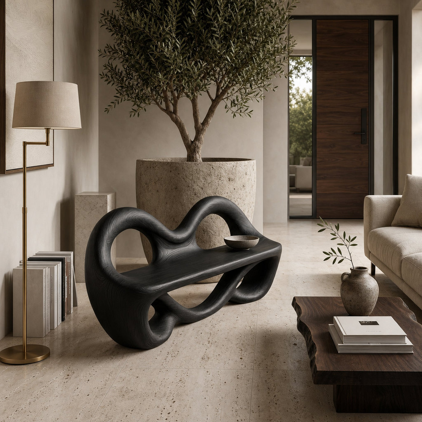 Sculptural Entrance Bench For Luxury Entryway Decor - product view 4