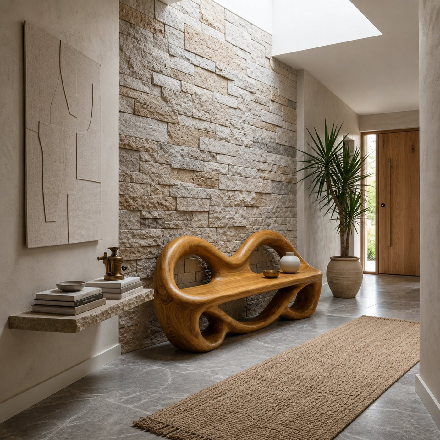 Sculptural Entrance Bench For Luxury Entryway Decor - product view 5