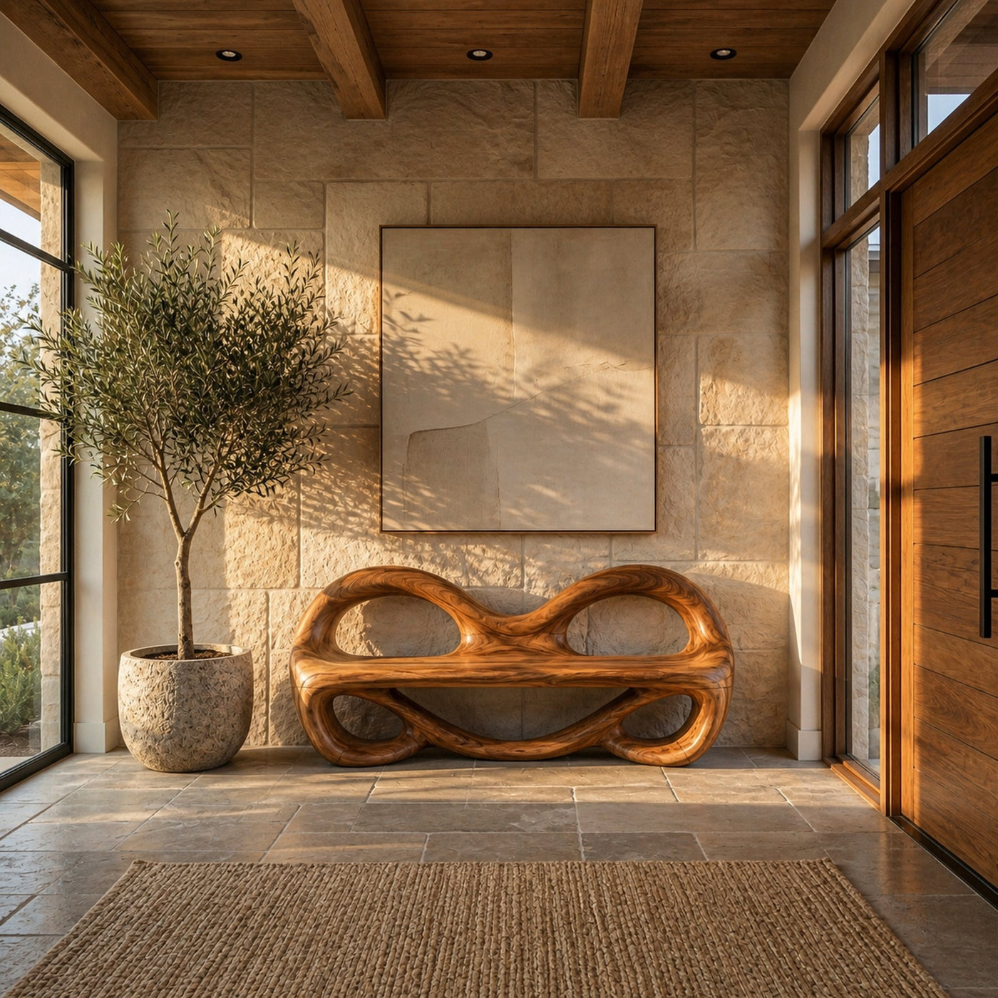 Sculptural Entrance Bench For Luxury Entryway Decor - product view 6