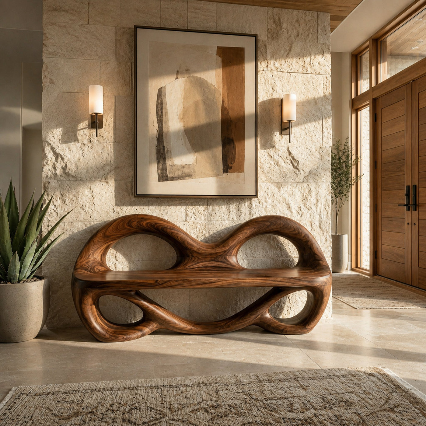 Sculptural Entrance Bench For Luxury Entryway Decor - product view 7