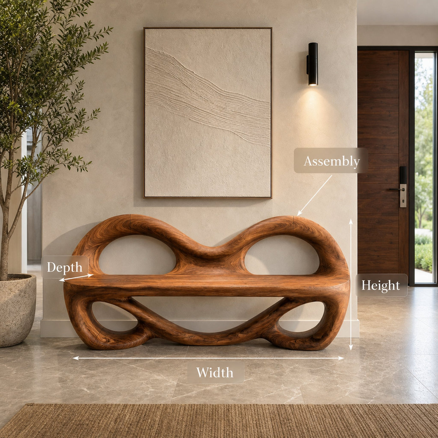 Sculptural Entrance Bench For Luxury Entryway Decor - product view 8