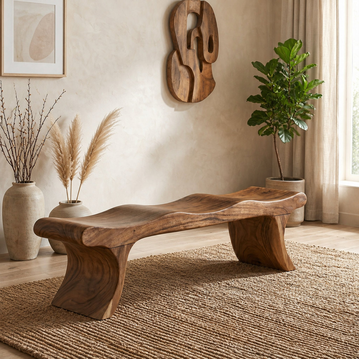 Sculptural Seating Bench For Entryway Hallway