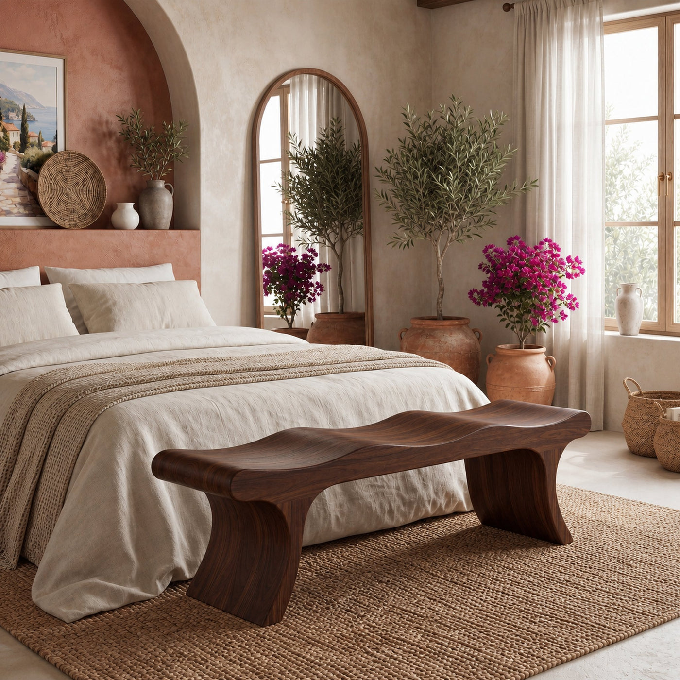 Sculptural Seating Bench For Entryway Hallway - product view 6