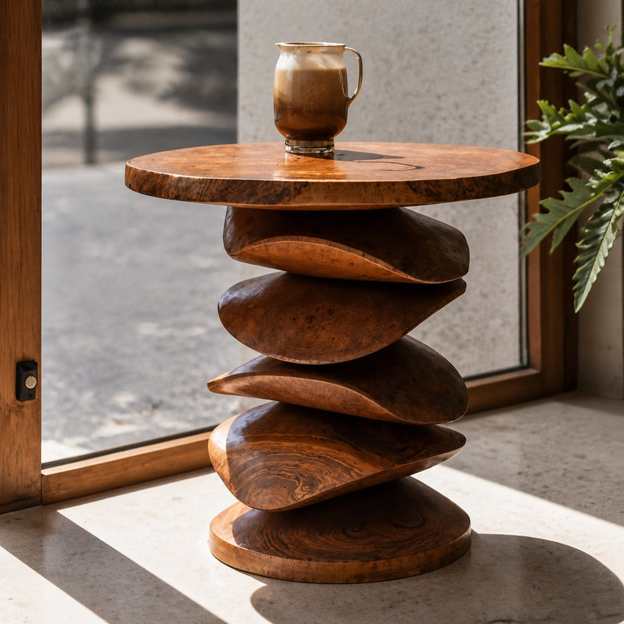 Sculptural Side Table For Living Room Corner Or Balcony