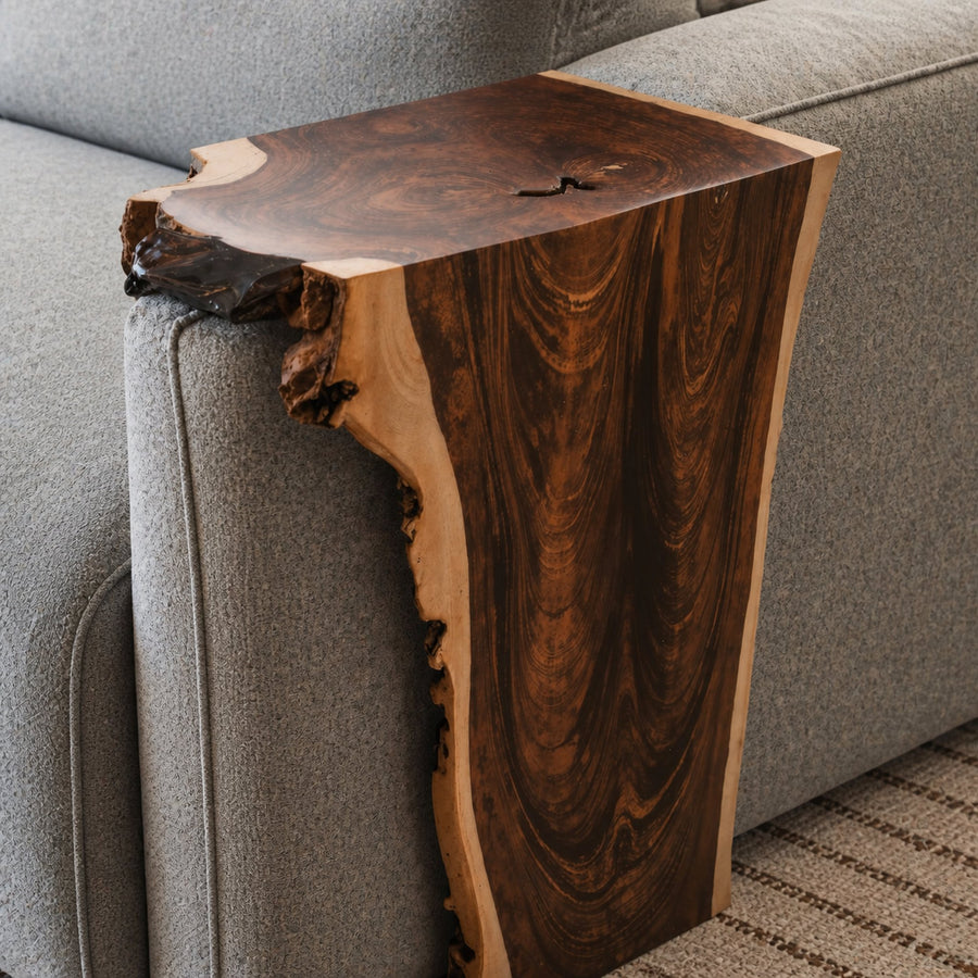 Solid Wood Armrest Table For Sofa With Handcrafted Design