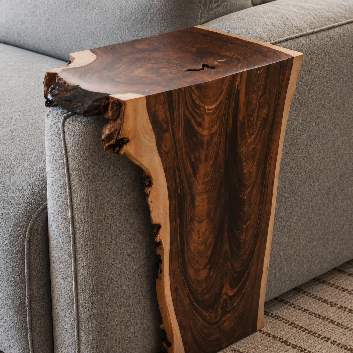 Solid Wood Armrest Table For Sofa With Handcrafted Design