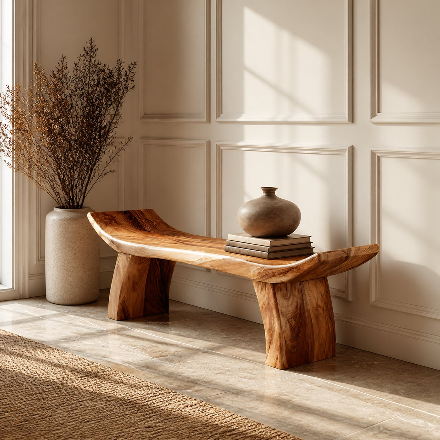 Solid Wood Entryway Bench For Foyer And Hallway Spaces