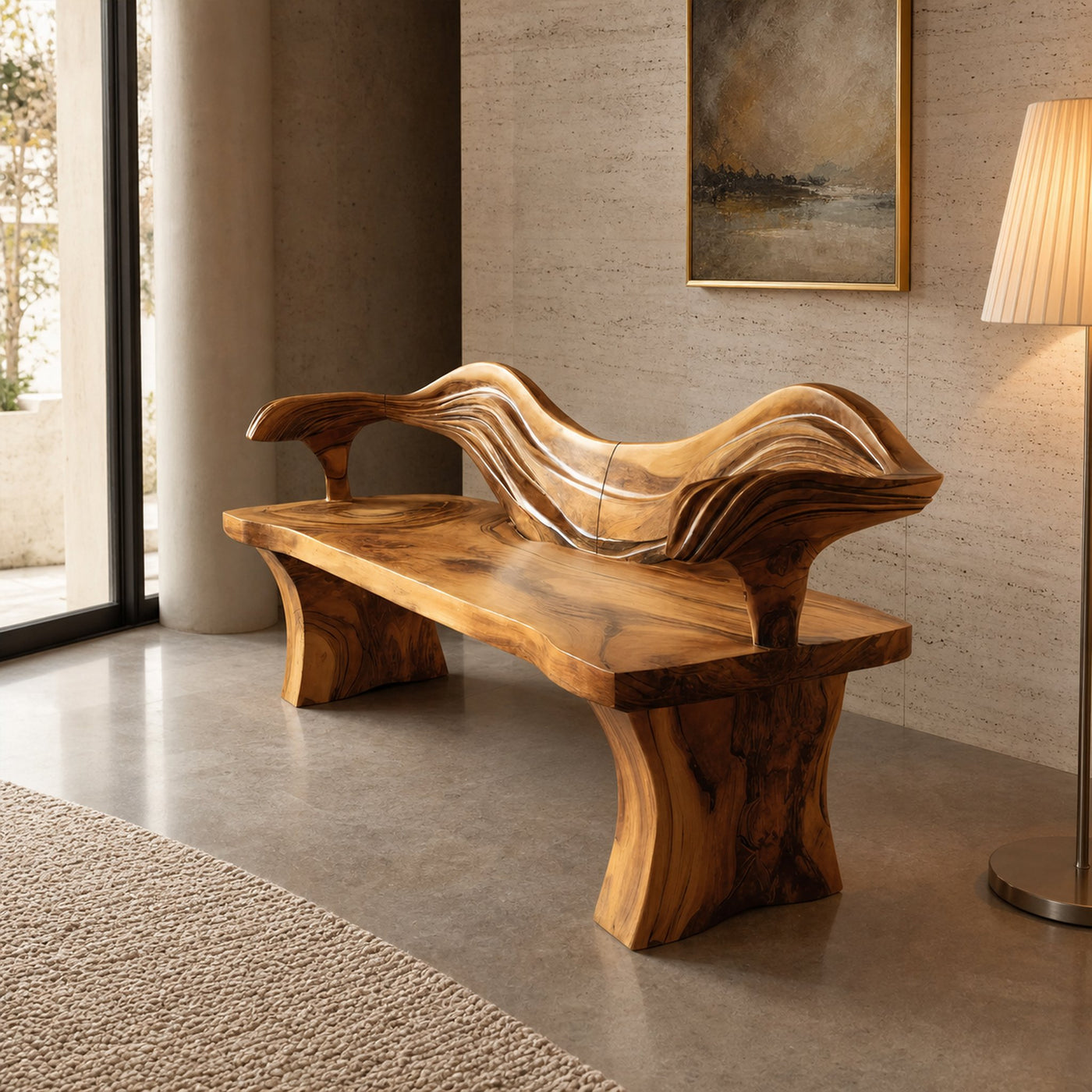 Solid Wood Live Edge Bench For Hallway And Entryway Use