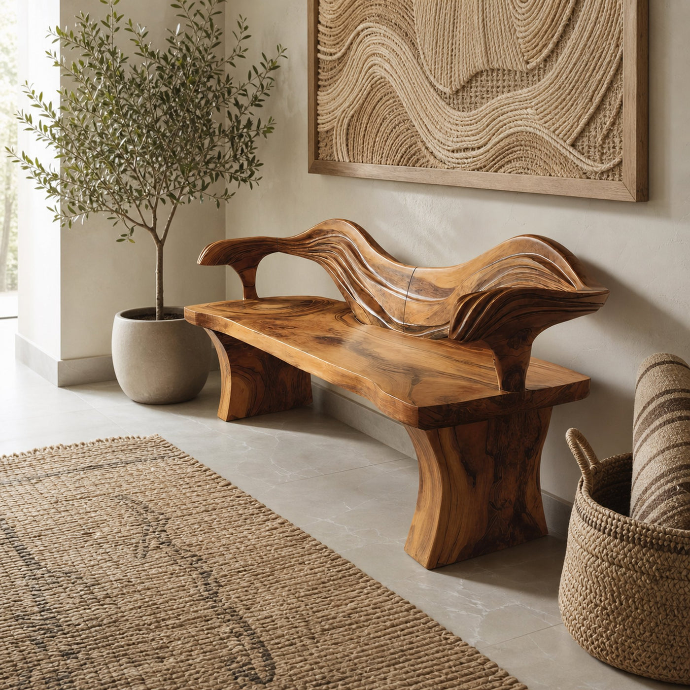 Solid Wood Live Edge Bench For Hallway And Entryway Use - product view 6