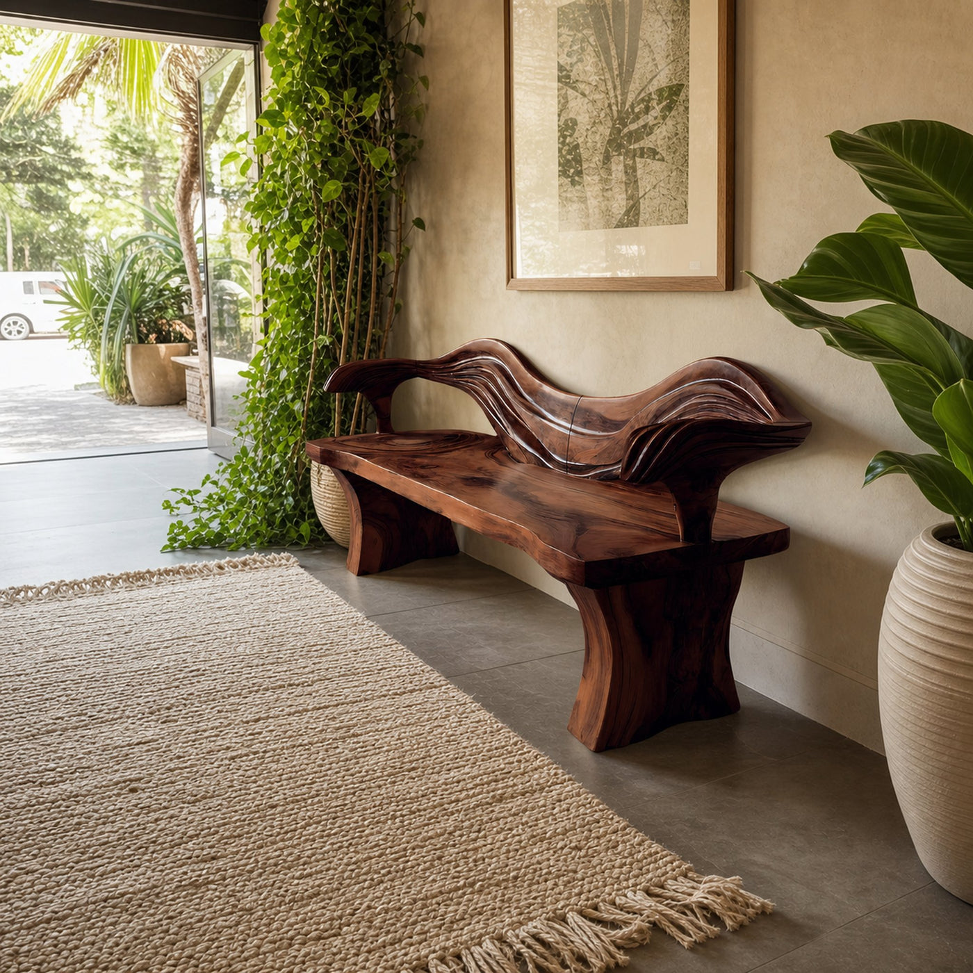 Solid Wood Live Edge Bench For Hallway And Entryway Use - product view 7
