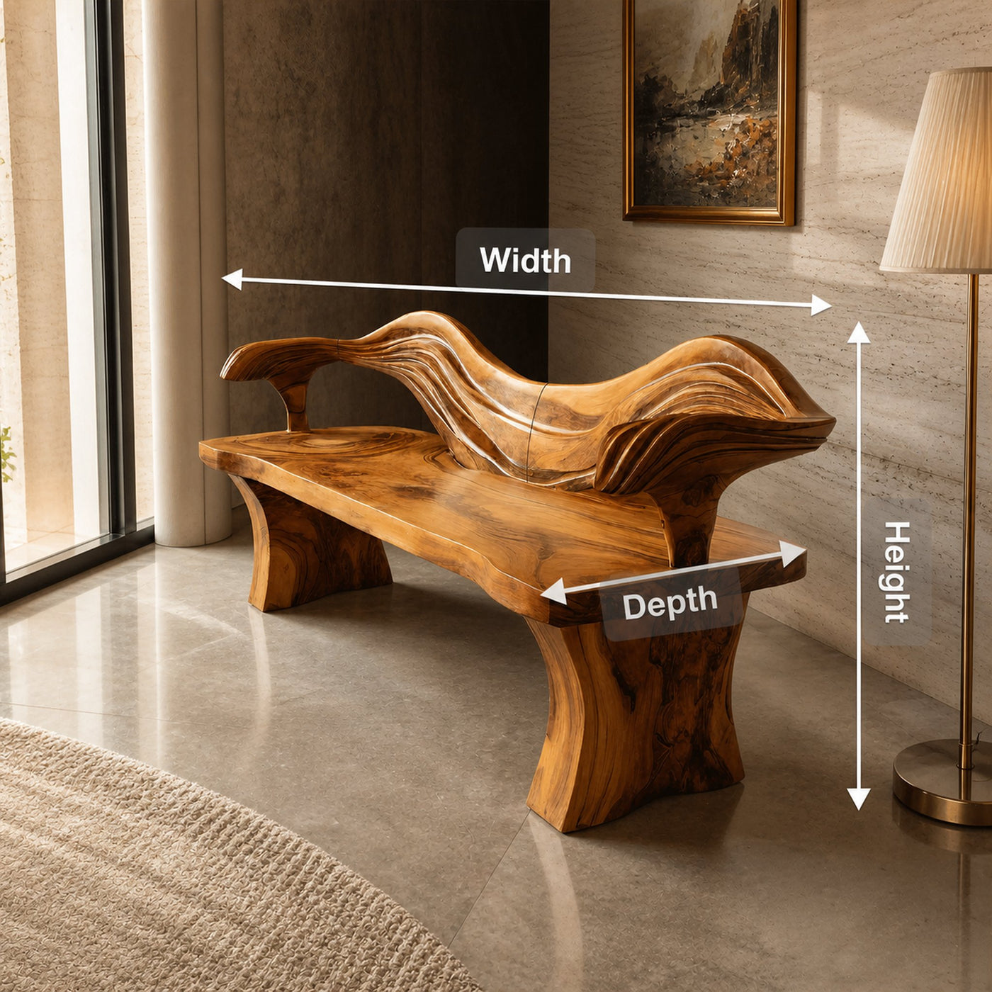 Solid Wood Live Edge Bench For Hallway And Entryway Use - product view 8