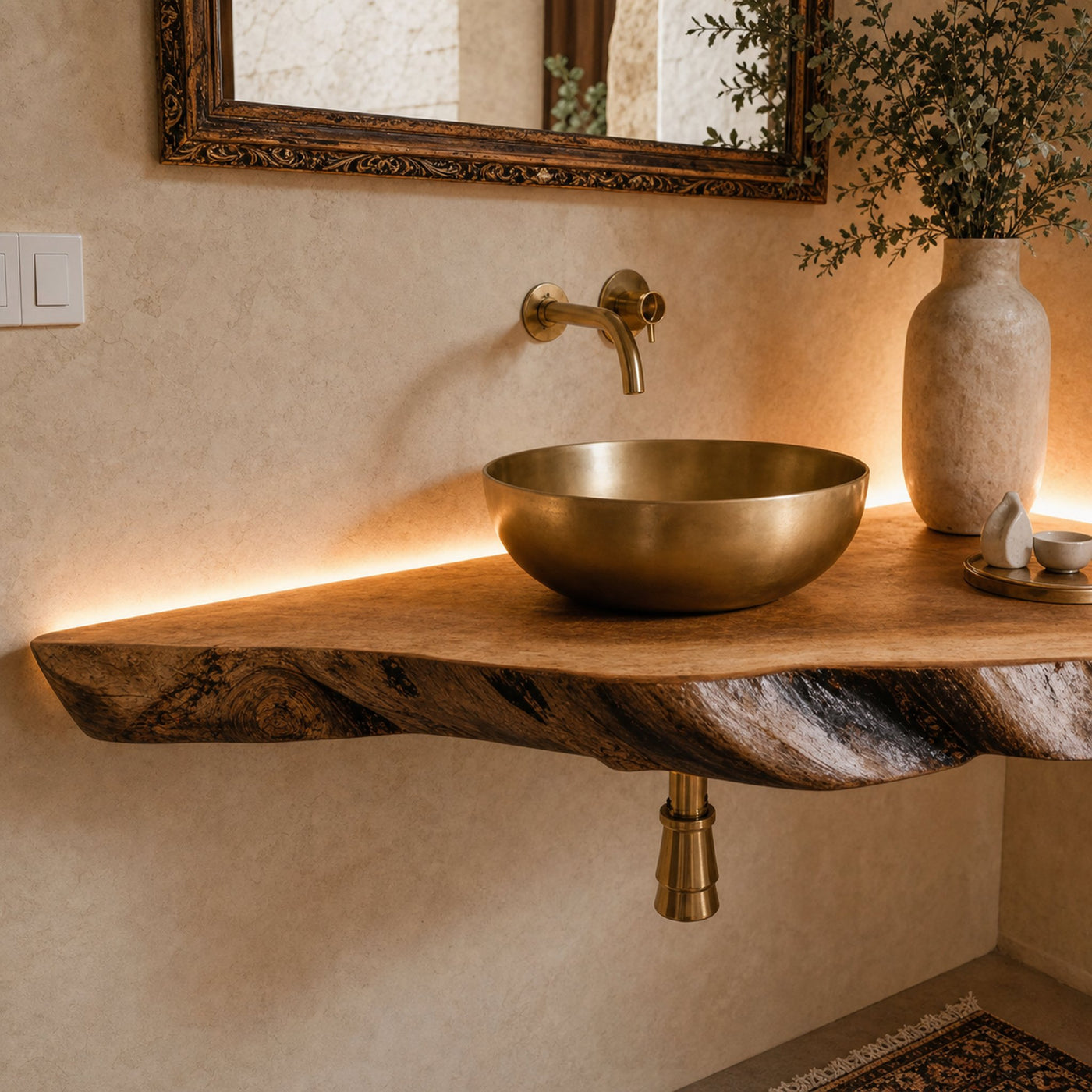Wooden Corner Bathroom Floating Shelf - product view 3