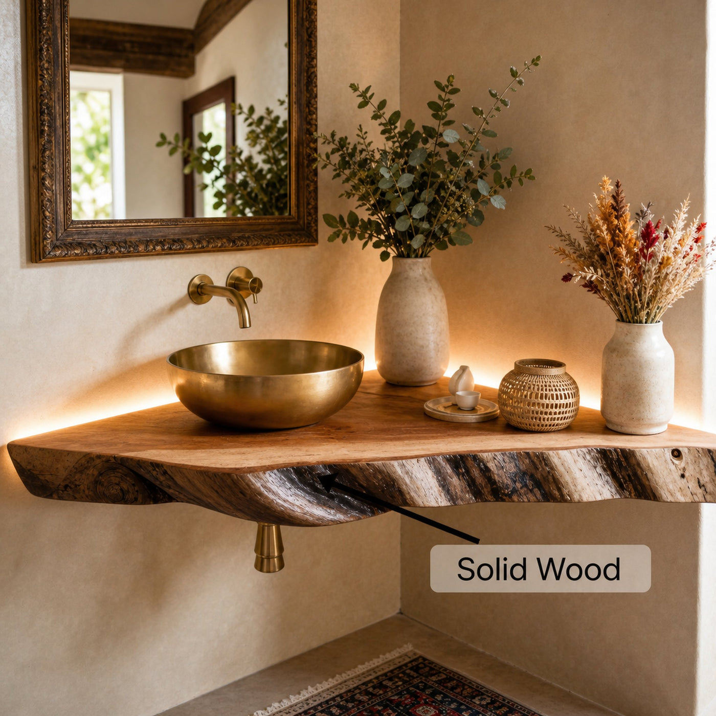 Wooden Corner Bathroom Floating Shelf - product view 5