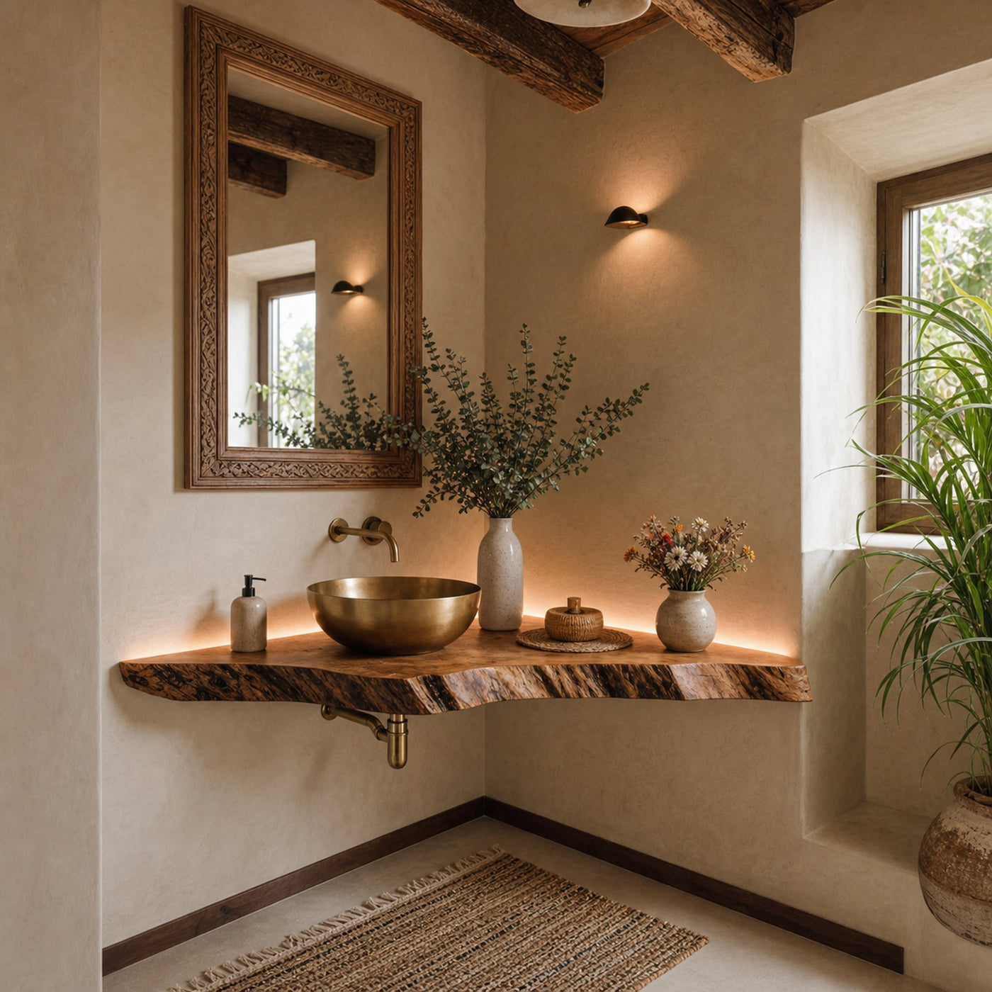 Wooden Corner Bathroom Vanity Shelf - product view 2