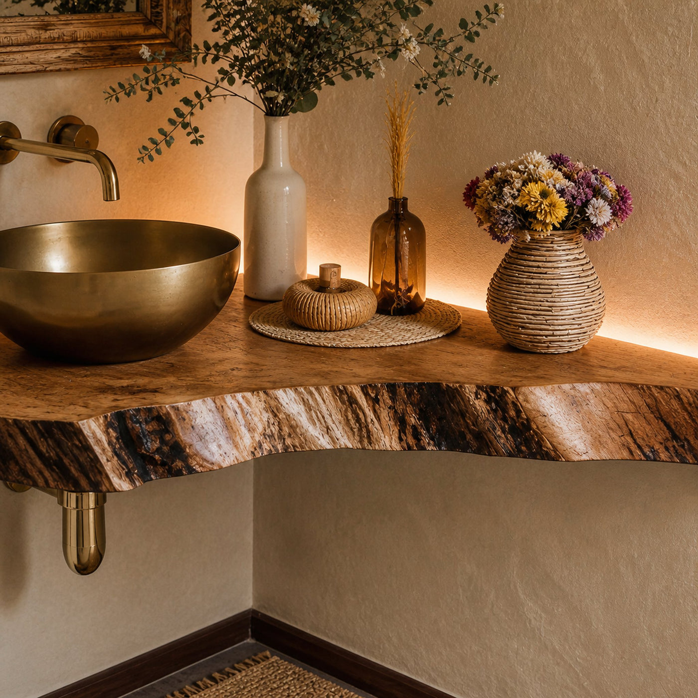 Wooden Corner Bathroom Vanity Shelf - product view 3