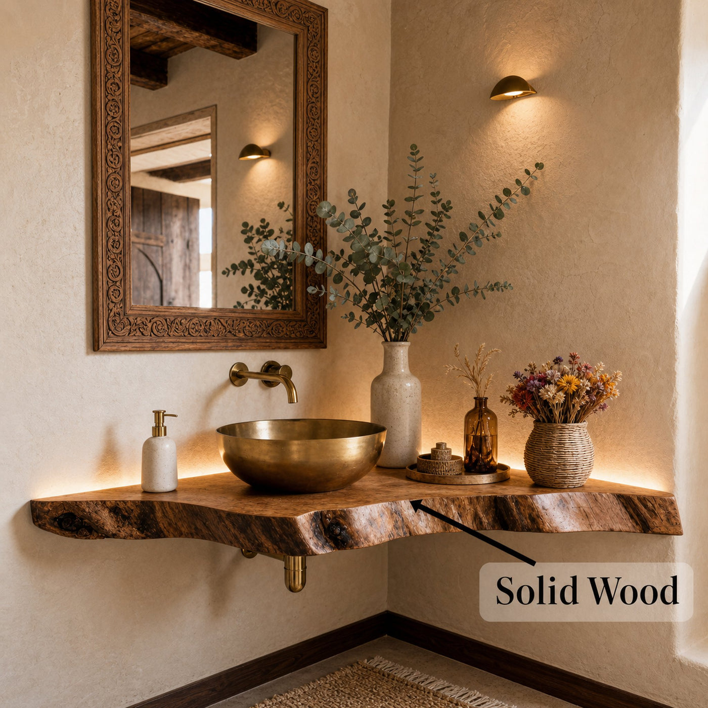 Wooden Corner Bathroom Vanity Shelf - product view 5