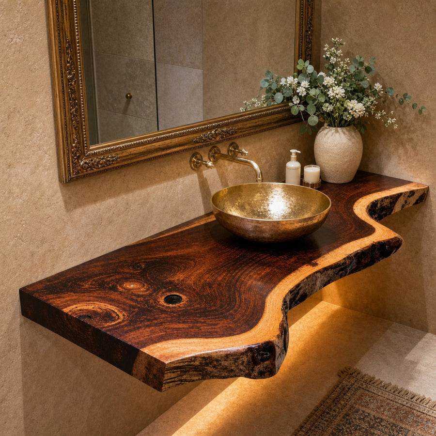 Wooden Floating Bathroom Vanity Shelf