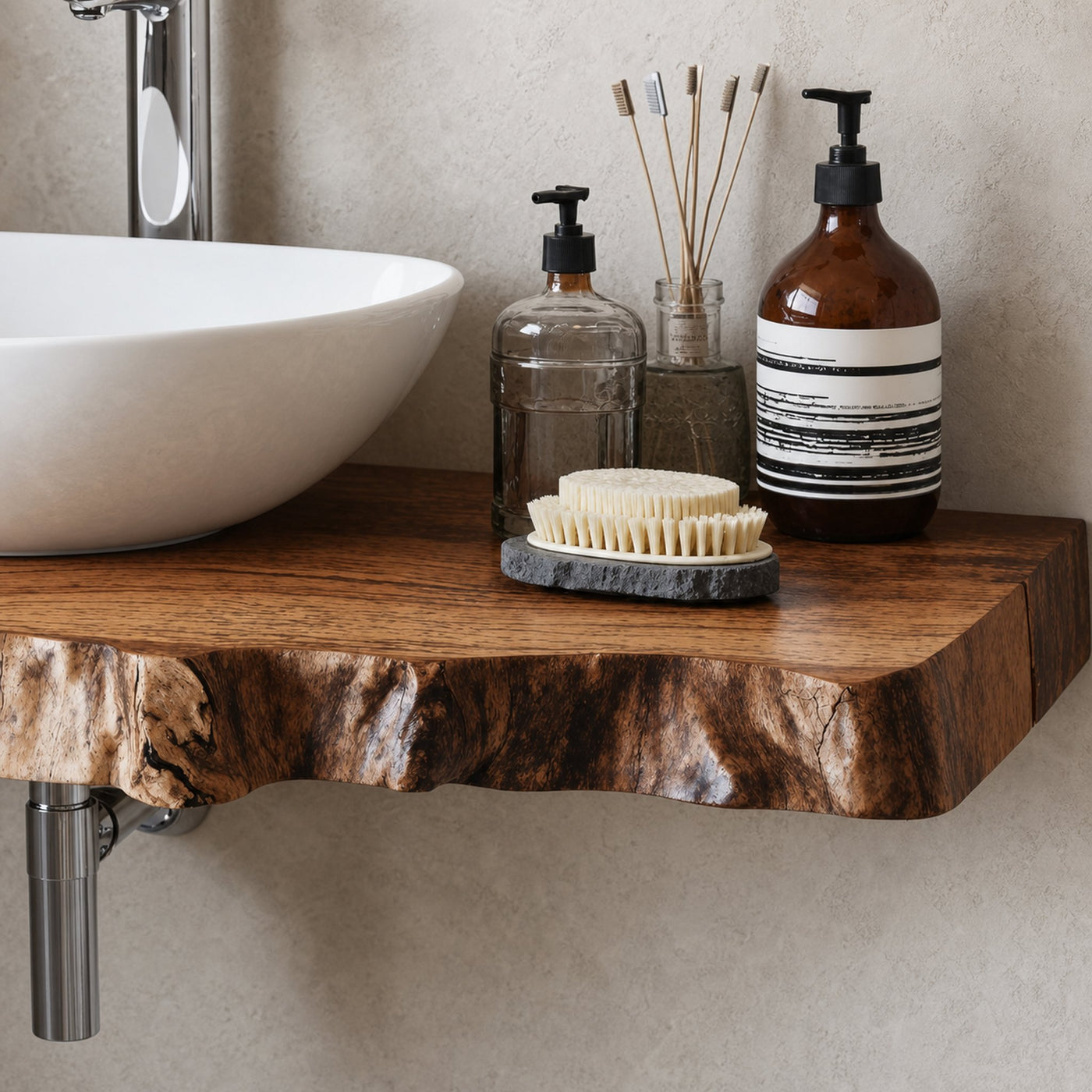 Wooden Floating Shelf For Bathroom Vanity With Storage Space - product view 4