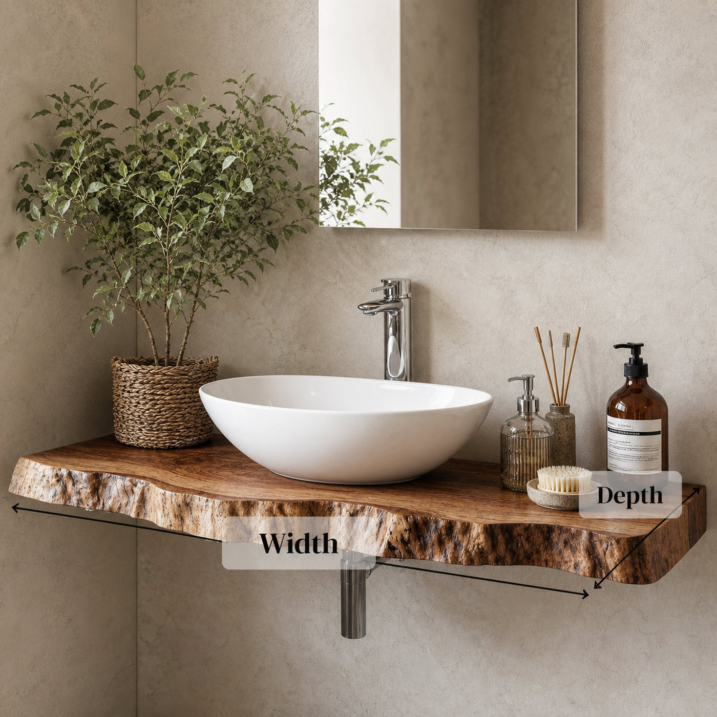 Wooden Floating Shelf For Bathroom Vanity With Storage Space - product view 5