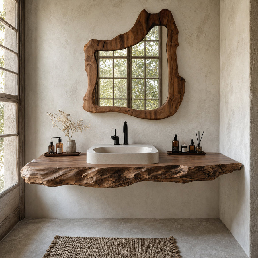 Wooden Floating Vanity For Mid Century Bathroom Design