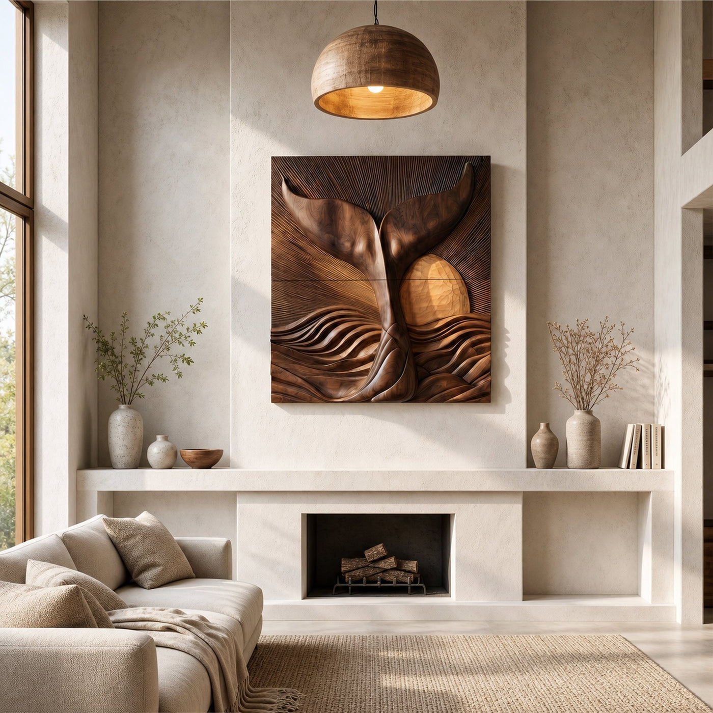 Abstract Botanical Wall Art Panel For Living Room And Entryway