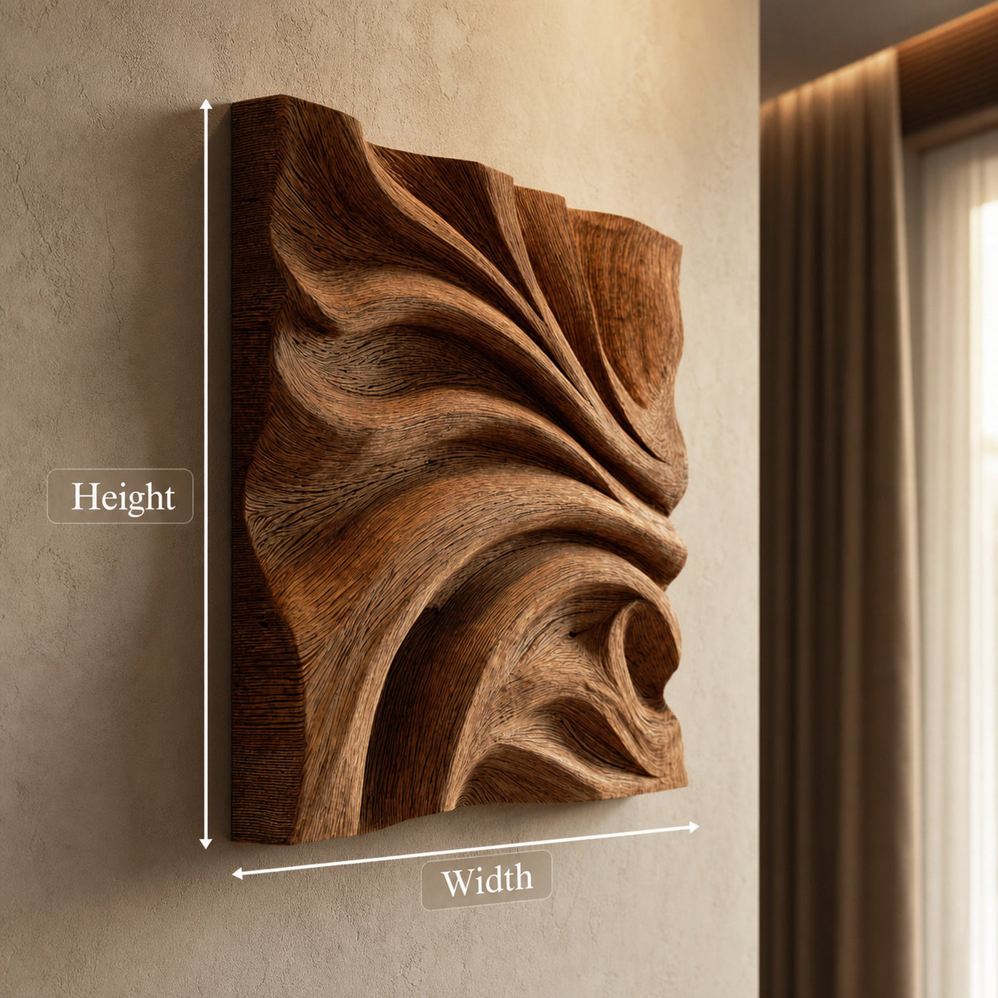 Abstract Fold Carved Solid Wood Wall Art Modern Interior Decor - product view 5