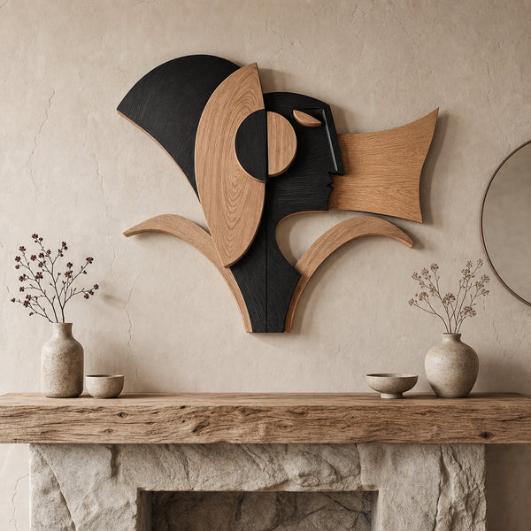 Abstract Geometric Wooden Wall Decor Panel For Living Room And Bedroom