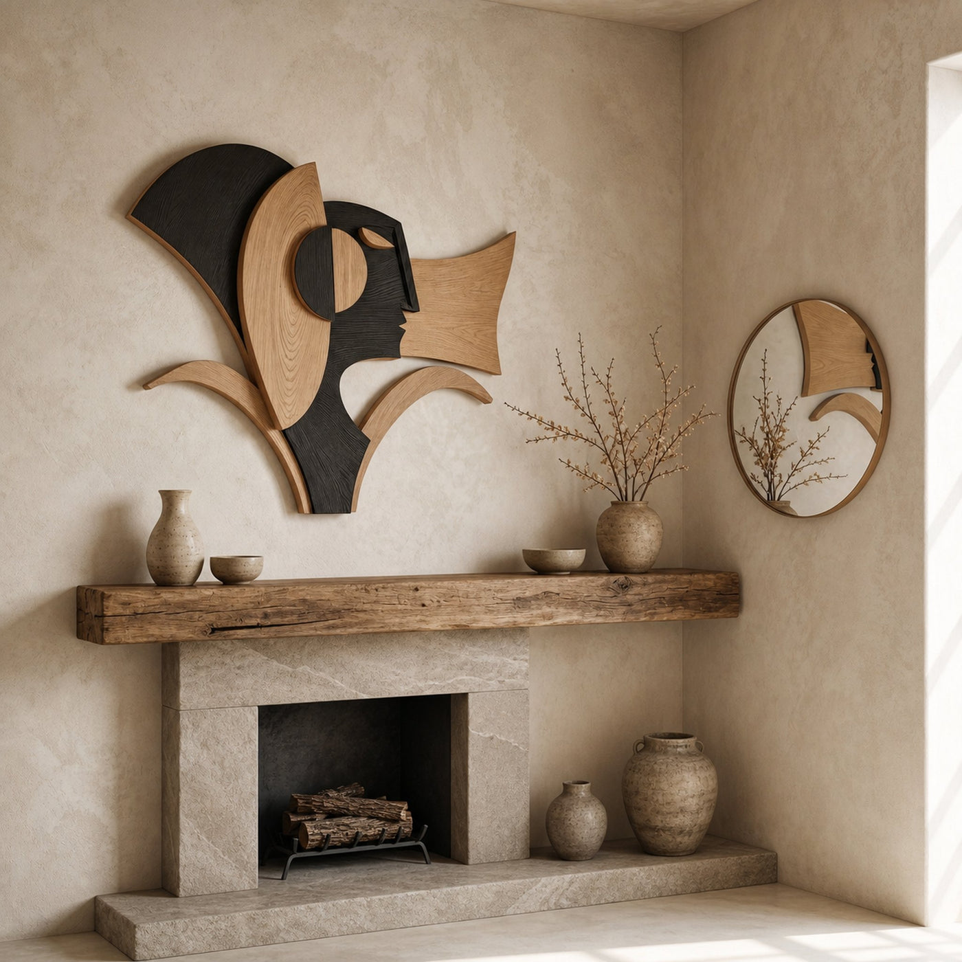 Abstract Geometric Wooden Wall Decor Panel For Living Room And Bedroom - product view 3