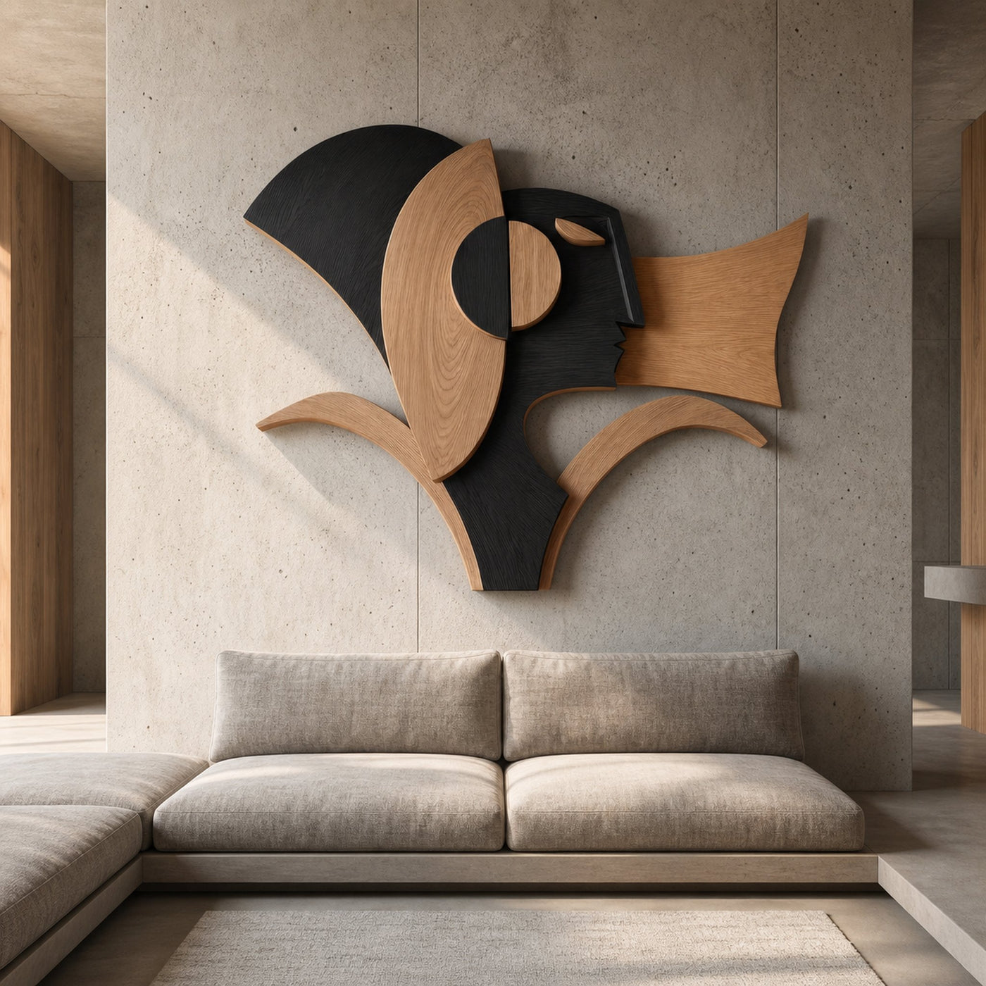 Abstract Geometric Wooden Wall Decor Panel For Living Room And Bedroom - product view 4