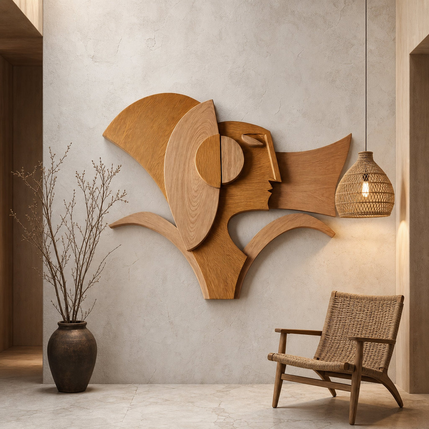Abstract Geometric Wooden Wall Decor Panel For Living Room And Bedroom - product view 6