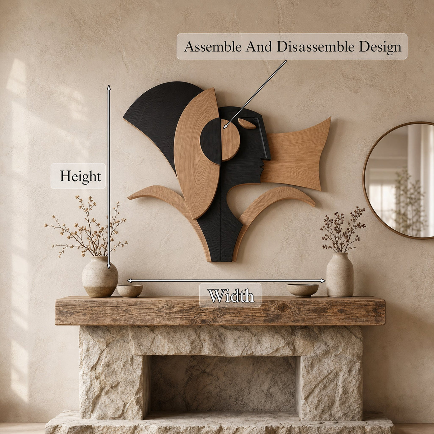 Abstract Geometric Wooden Wall Decor Panel For Living Room And Bedroom - product view 8