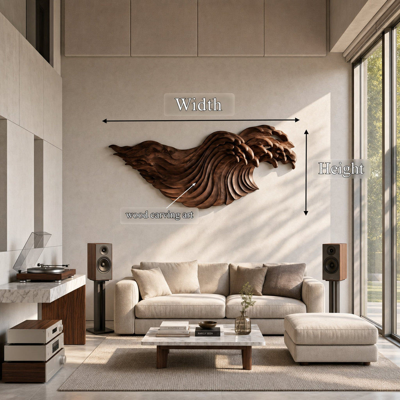 Abstract Ocean Wave Wooden Wall Art With Flowing Sculptural Design For Living Room And Bedroom - product view 8