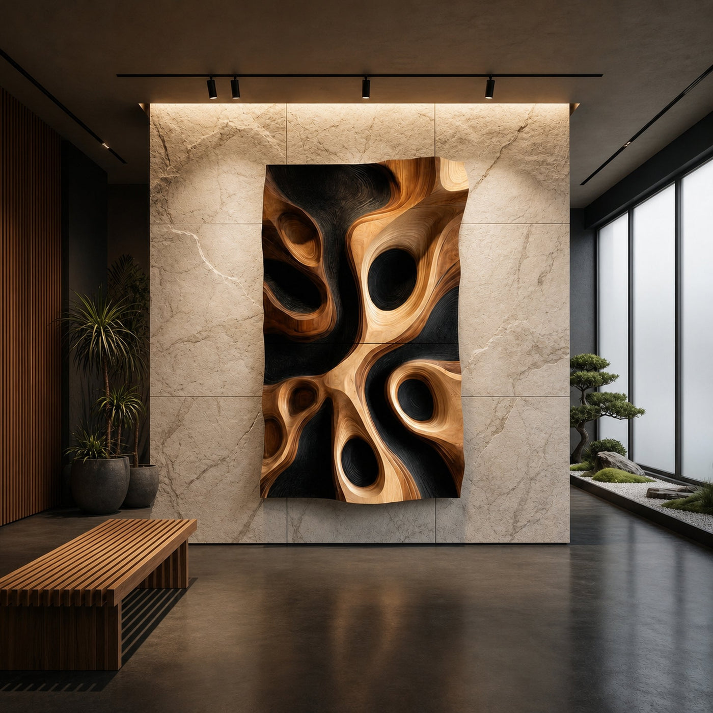 Abstract Organic Hollow Wood Wall Decor Panel For Living Room