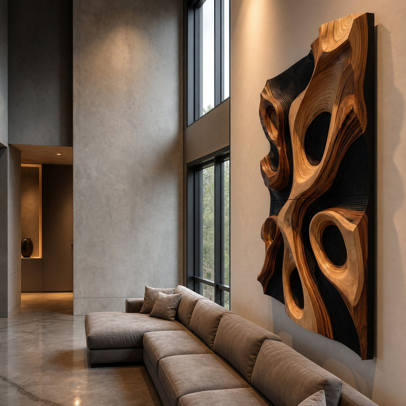 Abstract Organic Hollow Wood Wall Decor Panel For Living Room - product view 3