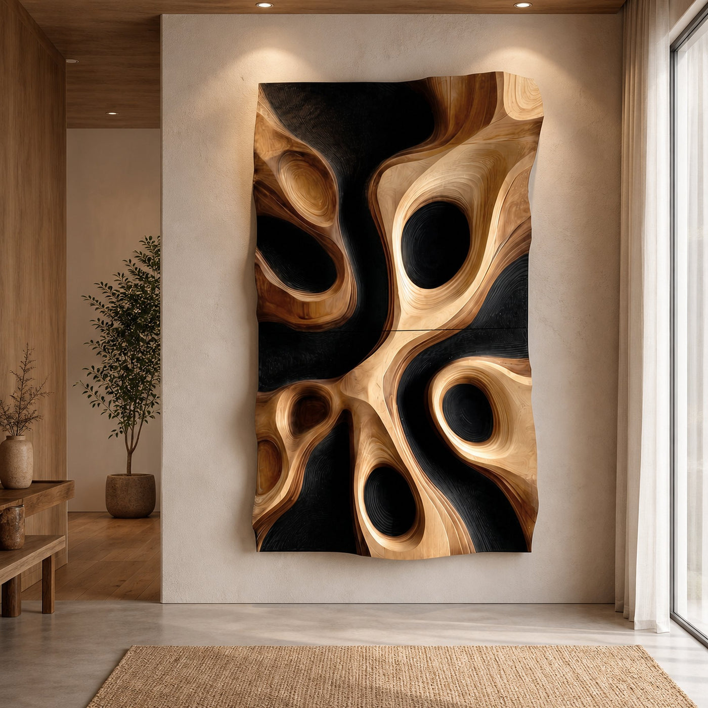 Abstract Organic Hollow Wood Wall Decor Panel For Living Room - product view 4