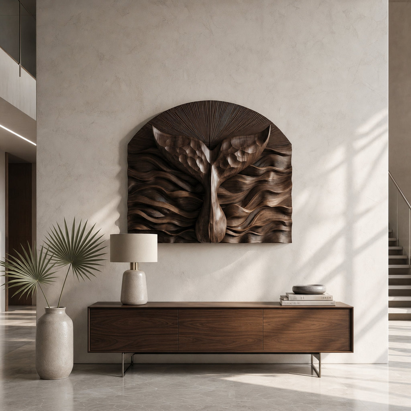 Abstract Wall Art With Sculptural Relief Panel Design For Living Room And Entryway