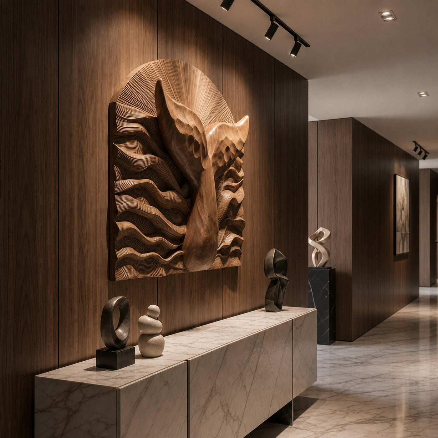 Abstract Wall Art With Sculptural Relief Panel Design For Living Room And Entryway - product view 3
