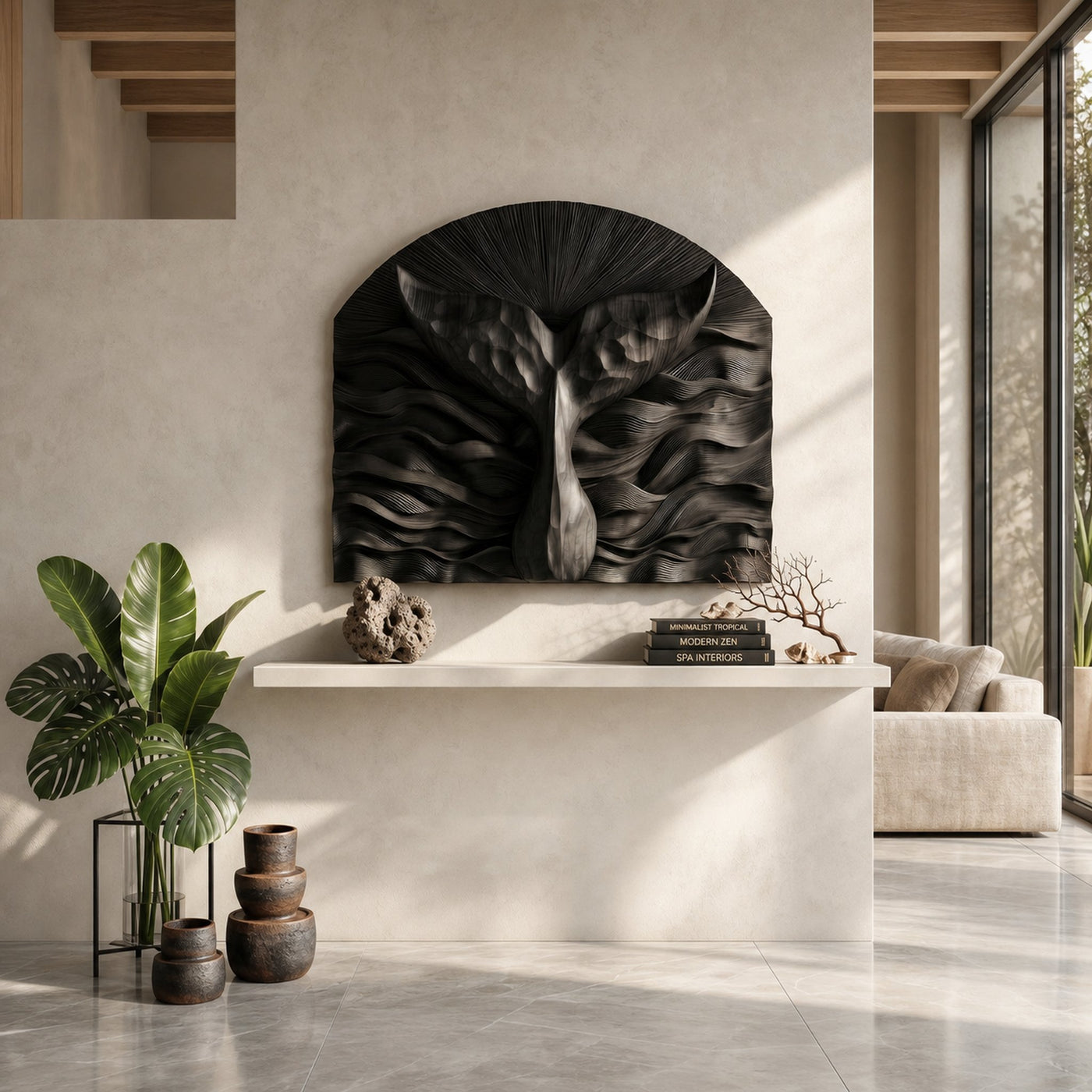 Abstract Wall Art With Sculptural Relief Panel Design For Living Room And Entryway - product view 4