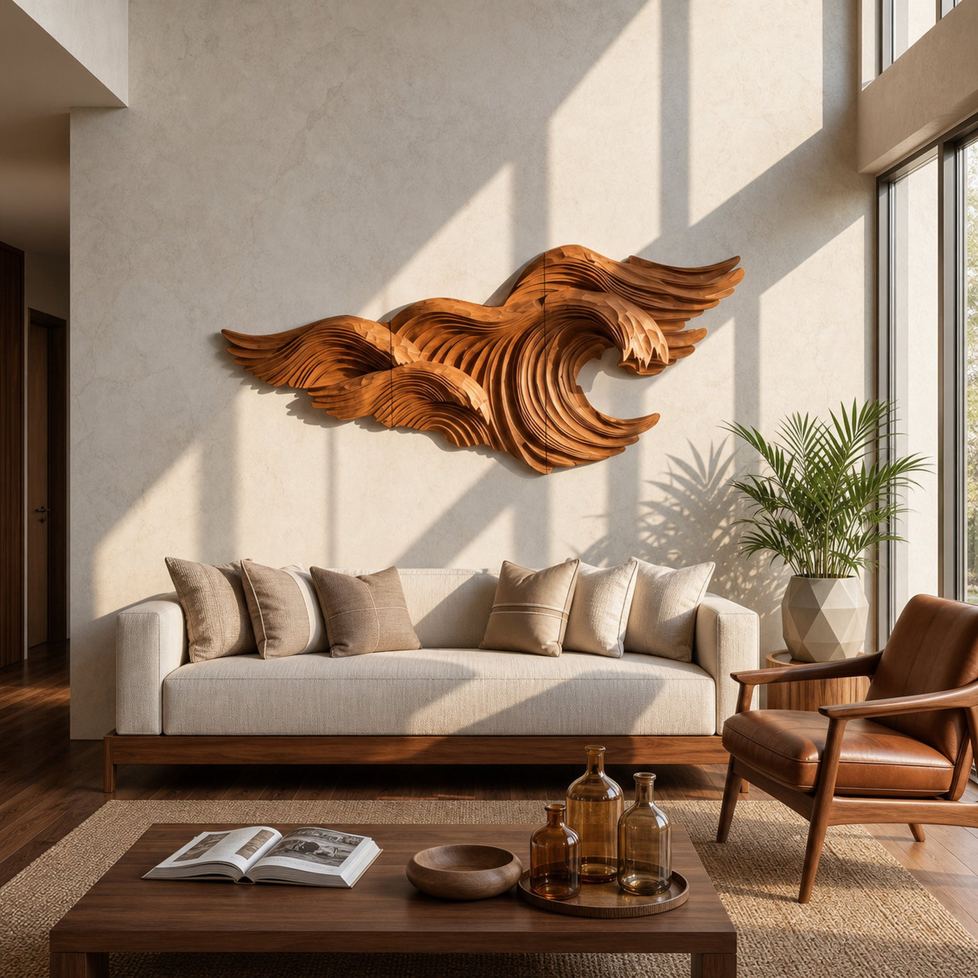 Abstract Wave Wall Art With Sculptural Flowing Design For Living Room And Entryway