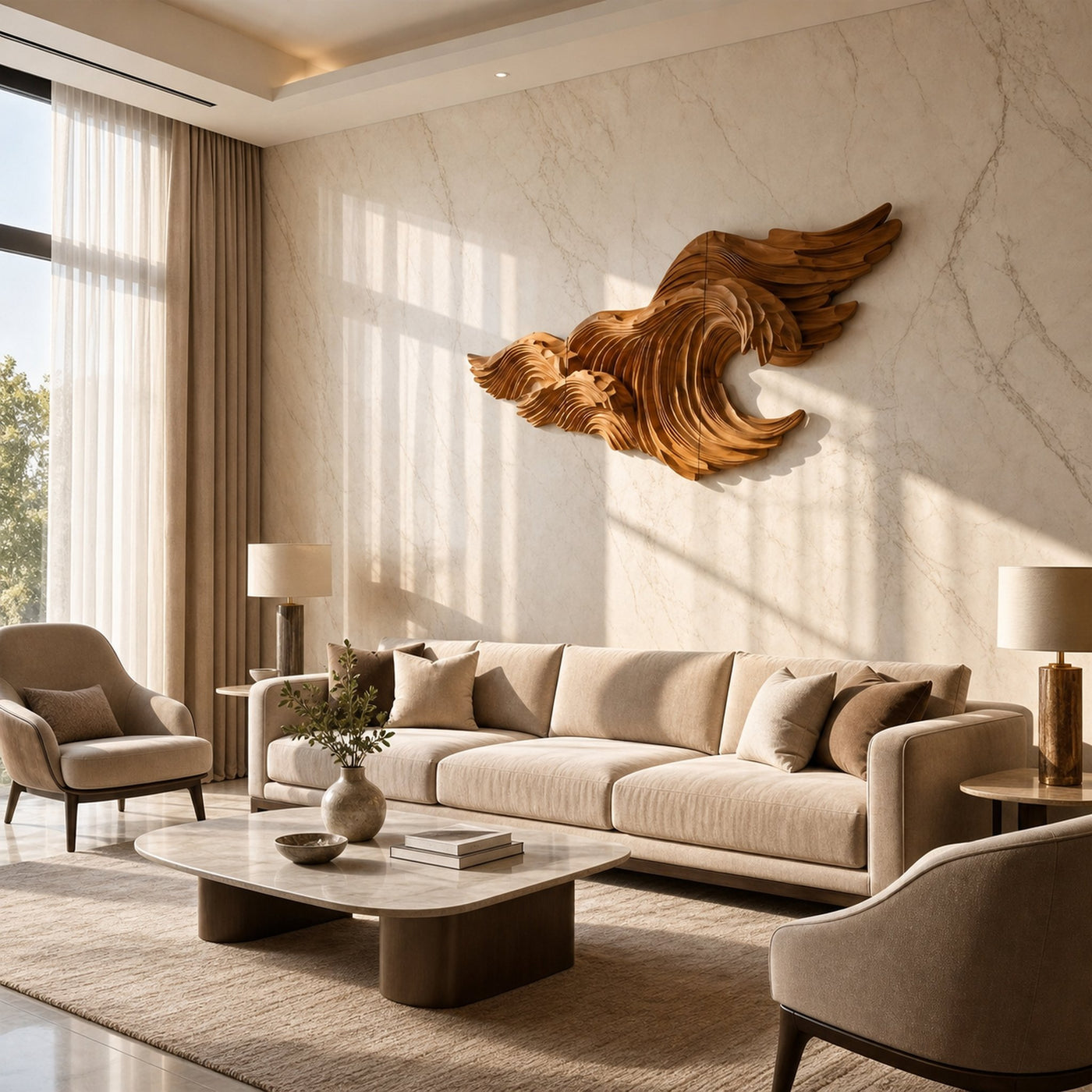 Abstract Wave Wall Art With Sculptural Flowing Design For Living Room And Entryway - product view 2