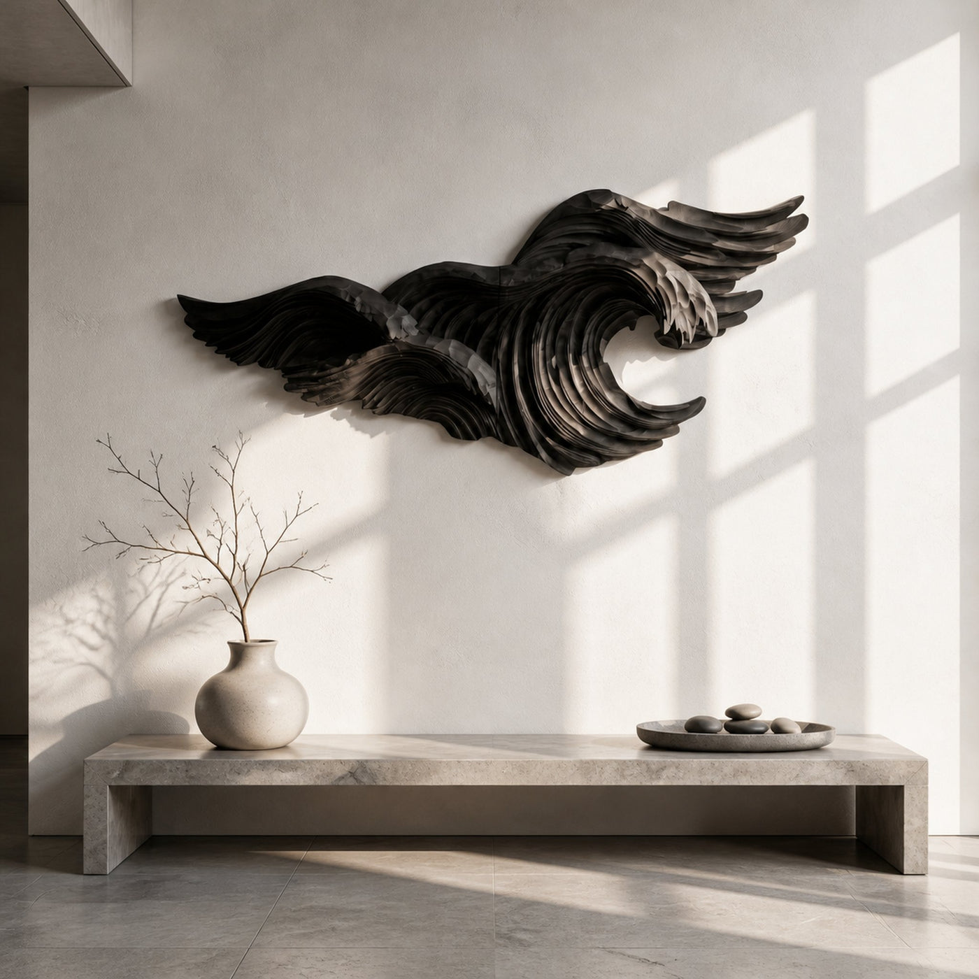 Abstract Wave Wall Art With Sculptural Flowing Design For Living Room And Entryway - product view 4
