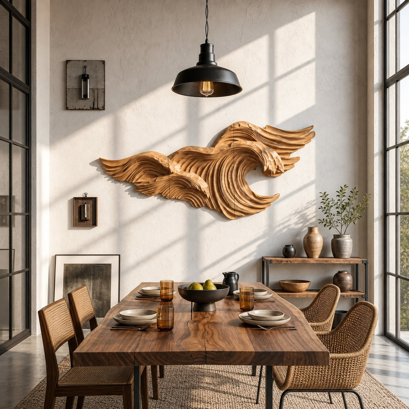 Abstract Wave Wall Art With Sculptural Flowing Design For Living Room And Entryway - product view 5